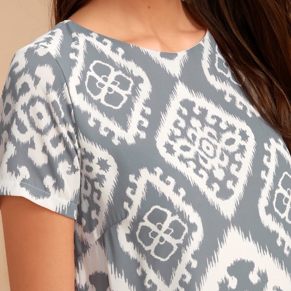 Lulus Give me a Print dress in Slate, Medium - Picture 4 of 10